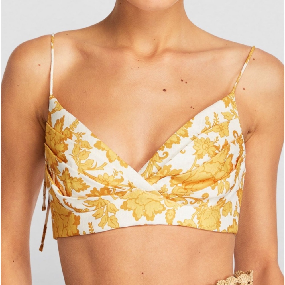 ZIMMERMANN Postcard Floral Linen Bustier Top size 2